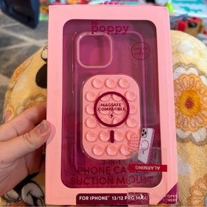 poppy 2-in-1 Pink Suction Mount Phone Case (MagSafe Compatible)